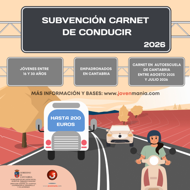 Subvención para carnets de conducir obtenidos entre 1 agosto de 2025 y 31 de julio de 2026